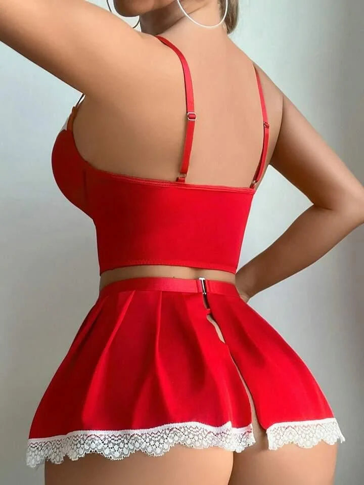 Orivea Crimson Maid Fantasy - 4-Piece Luxury Roleplay Set