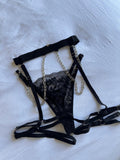 Orivea Midnight Strappy Essence - 3-Piece Noir Geometric Garter Set